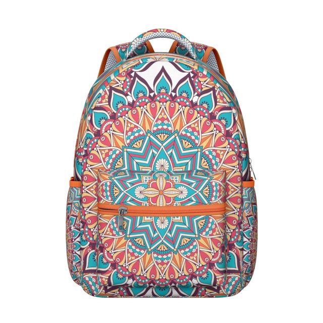 Mandala Students Backpack for School Multifunctional Students’s Backpack with Bohemian Ethnic and Psychedelic Trippy Mandala Patterns