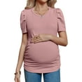 thumbnail image 5 of Short Sleeve Women's Maternity Shirt Casual Puff Sleeve Knit Tops, 5 of 6