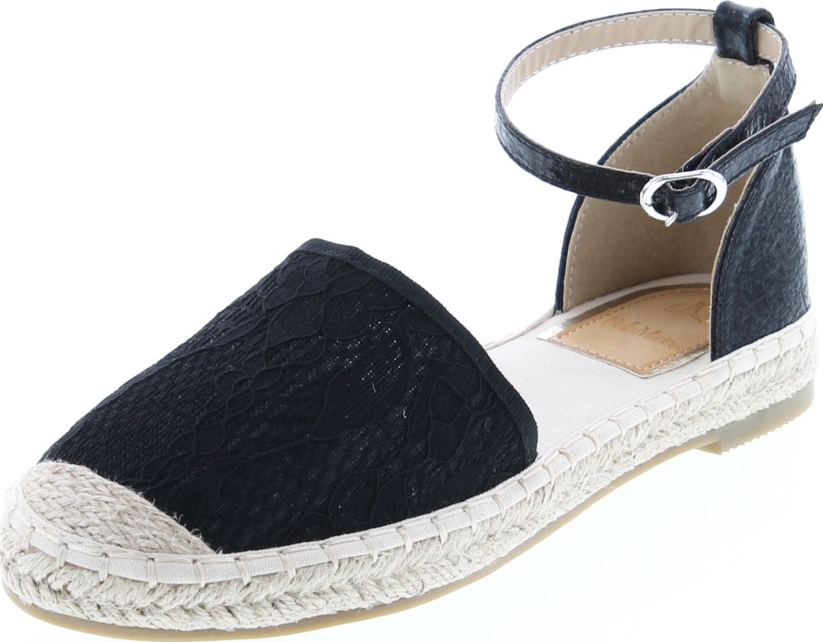 Anna - ANNA Becca-30 Womens Closed Toe Ankle Strap Espadrille Low Flat ...
