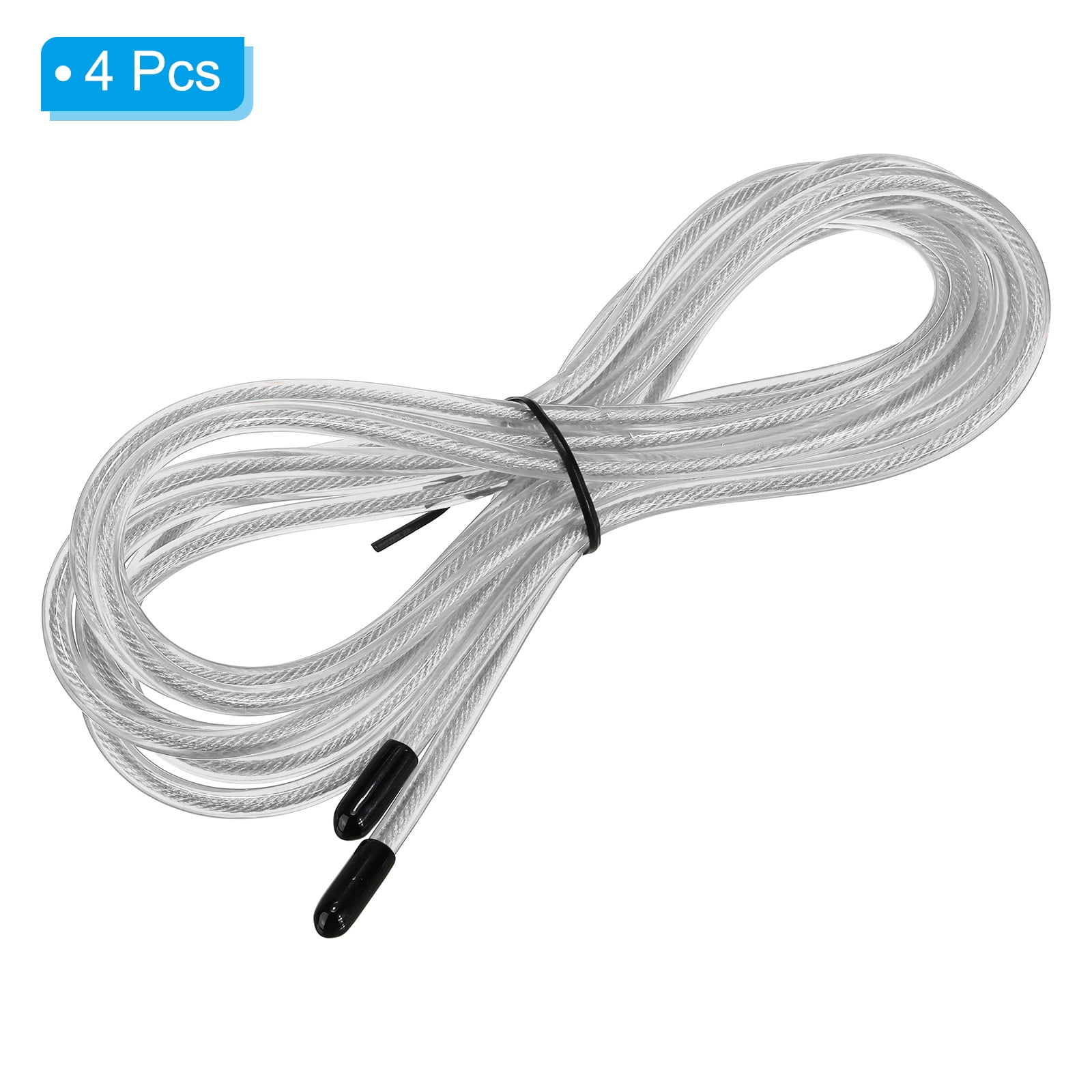 Uxcell 10Ft Speed Jump Rope Replacement Cable 4.5mm Professional Skipping Rope Replacement Silver Tone 4 Pack