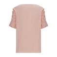 thumbnail image 4 of Scyoekwg Womens Summer Tops Dressy Casual Square Neck Eyelet Short Sleeve Tunic Shirts Solid Color Hollow Out Pleated Tshirts Loose Blouses (Pink,L), 4 of 7
