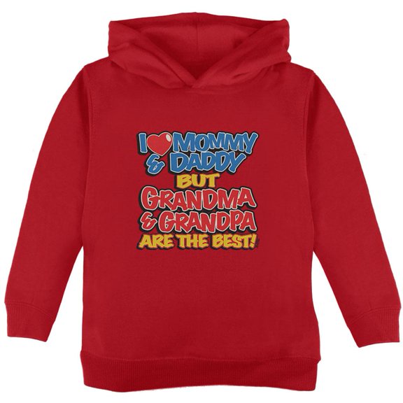 I Love Mommy & Daddy Grandma & Grandpa The Best Toddler Hoodie Red Toddler Size 5/6