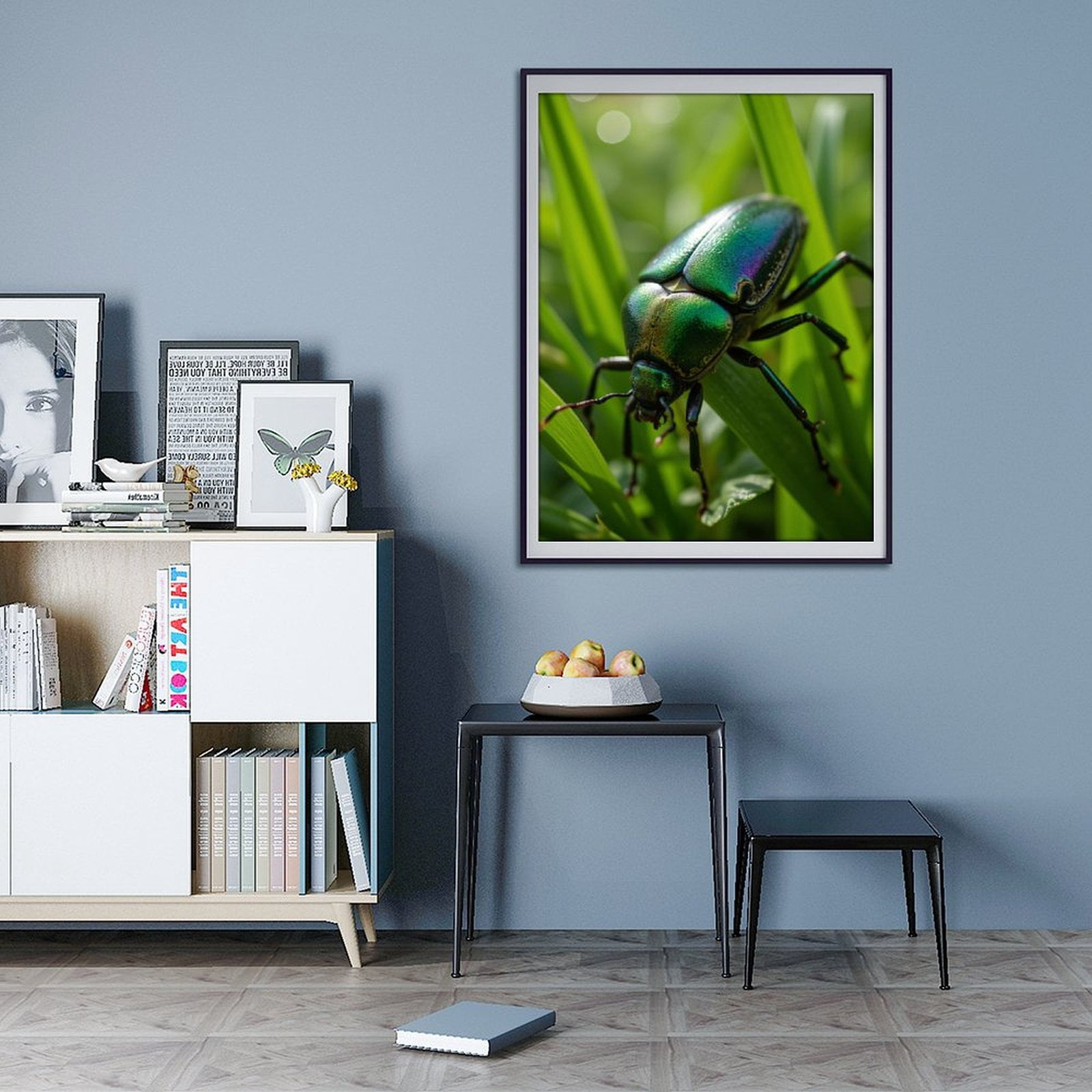 Diamond Art Kits for Adults - 5d Iridescent Beetle On Greenery Diamond Painting for Adults, Diamond Art for Adults Beginners, Diamond Painting Kits for Adults for Home Wall Decor
