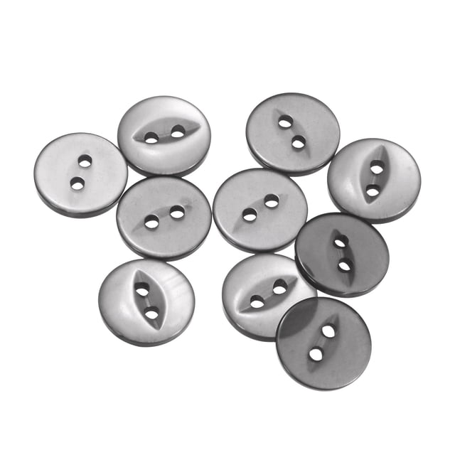 Uxcell 10Pcs 20L Botones de Costura Redondos Grises de 12.5mm 1/2" de Resina con 2 Agujeros para Manualidades