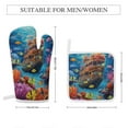 thumbnail image 2 of Underwater World Ship Coral Heat Resistant Microwave Oven Gloves Set for BBQ Baking Grilling,Baking Gifts Cooks for Women,Housewarming Gifts for New Home, 2 of 6