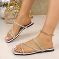 thumbnail image 6 of Bxsruta Women's Plus Size Rhinestone Toe Wraparound Sandals with Two-Way Wear and Soft Insole for Spring Summer Outdoor Beach Comfortable Flat, 6 of 8