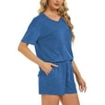 thumbnail image 4 of Fantaslook Womens Pajamas V Neck Short Sleeve Top and Shorts Outfits Casual Loungewear with Pockets, 4 of 10