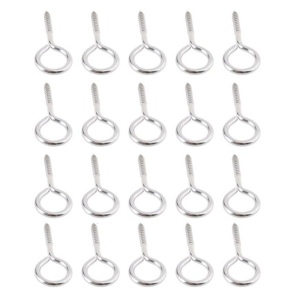 WE-POLUJ 20Pcs Heavy Duty Metal Eyes Hook Screw Self Tapping Screws Small Eyelet Screws