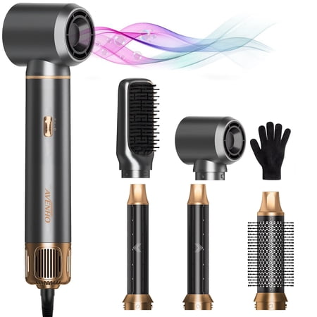 YSZZYSM 5-in-1 Ionic Hair Dryer Brush, Negative Ion Hot Air Styler for Curling, Straightening & Volumizing, Low-Speed Multi Air Styler with 800W Motor, Travel-Friendly