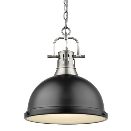 

1 Light Chain Pendant in Classic Style 16.88 inches High By 14 inches Wide-Pewter Finish-Matte Black Shade Color Bailey Street Home 170-Bel-4161528