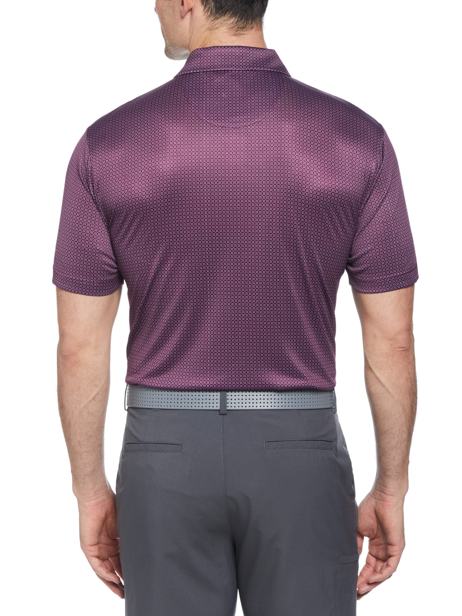 Ben Hogan Performance Men’s and Big Men’s Micro Geo Print Short Sleeve Golf Polo Shirt, up to Size 5XL