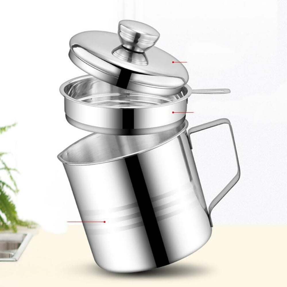 Stainless Steel Oil Container Filter Pot Storage Bottle Household
