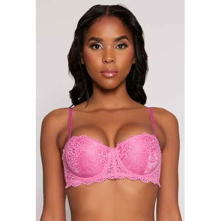 Womens Lace Floral Balconette Bra | Converts to Strapless