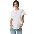 thumbnail image 1 of Womens Short Sleeve Tops Summer Tshirts Casual Ruffle Crewneck Fashion Blouse White S, 1 of 8
