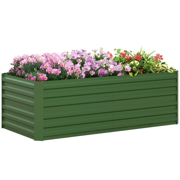 Outsunny Raised Garden Bed Metal Planter Box with Reinforced Rods, Green