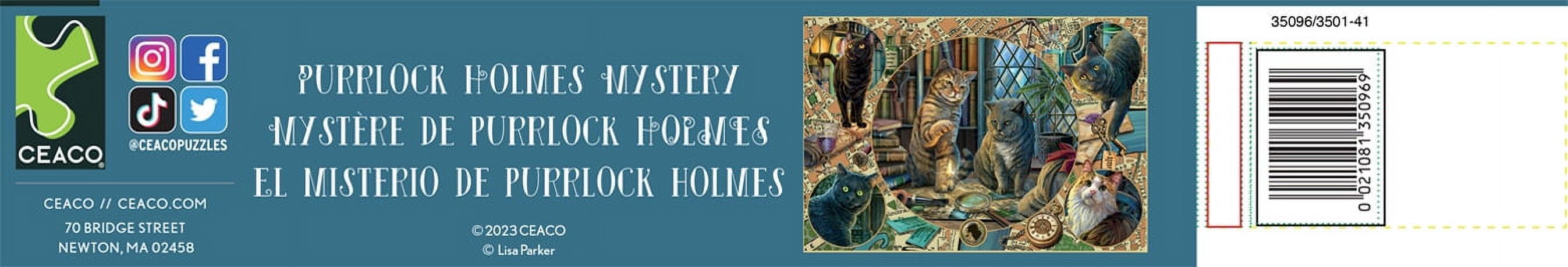 Ceaco 2000 Piece Purrlock Holmes Mystery (Lisa Parker) Interlocking Jigsaw Puzzle