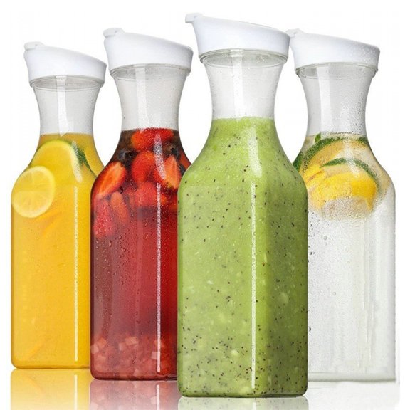Dujiujun 1 5L Square Water Carafe Top Lid Juice Containers Clear Pitcher Leakproof Iced Tea Juice Water Jug for Home Bar Kitchen Restaurant