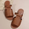 thumbnail image 6 of KEGIRLOM Women's Fashionable And Versatile Solid Color Peep-Toe Plus Size Shoes Spring And Summer Style Trendy And Comfortable Open-Toe Flat Slippers Brown 9.5, 6 of 9