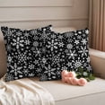 thumbnail image 2 of Snowflake Black Outdoor Waterproof Pillow Covers, Christmas Winter Snowfall Xmas Holiday Decorative Square Throw Pillowcase Sofa Cushion Sham for Patio/Couch/Chair, 18"x18" 2 Pack, 2 of 8