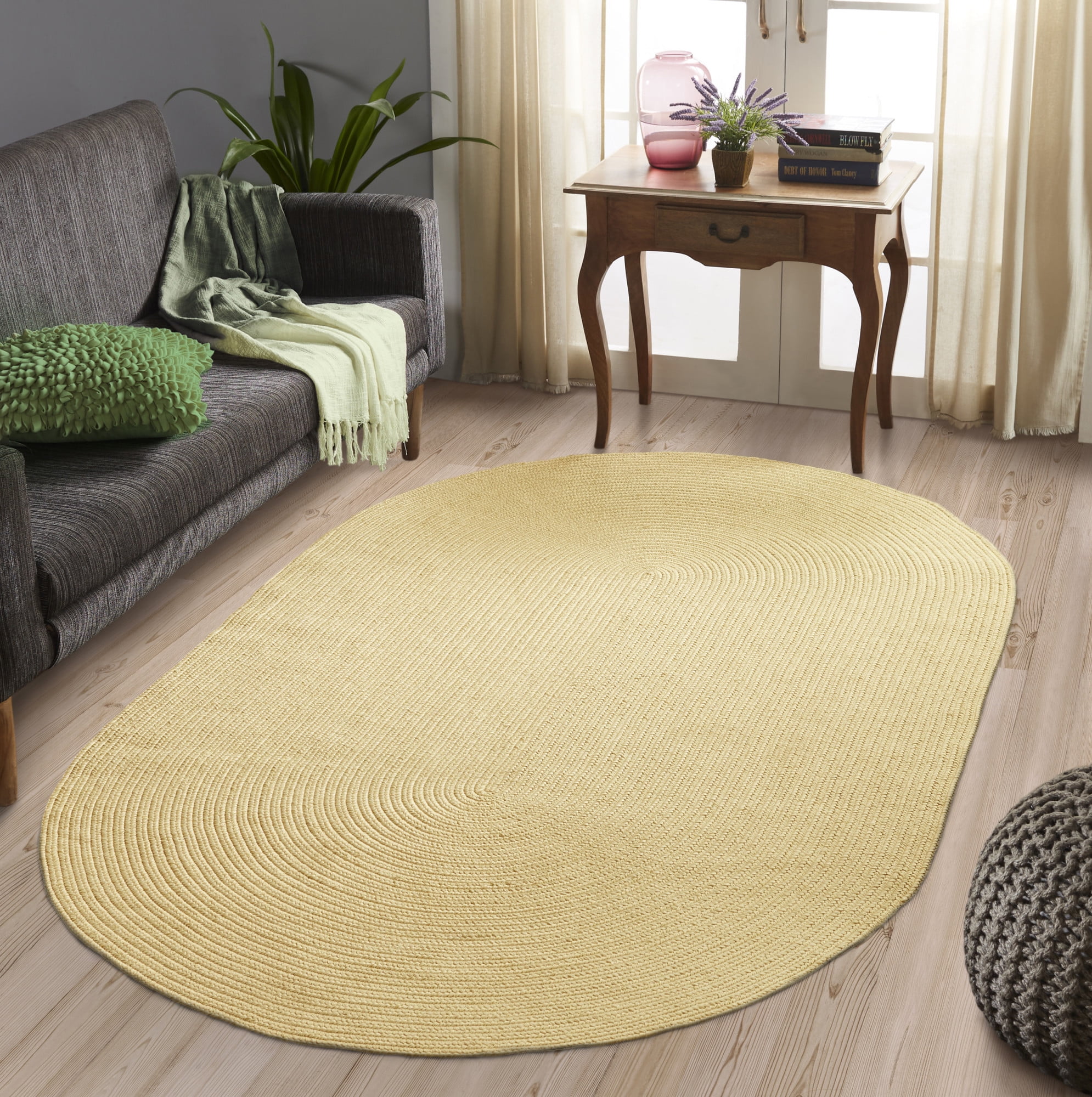 Superior Braided Indoor/ Outdoor Area Rug, 2' x 8' Oval, Cream