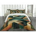 thumbnail image 2 of Ambesonne Mid Century Modern Quilted Coverlet 3 Pcs, Lake Mountains, Queen Size, Ginger Dark Teal, 2 of 4