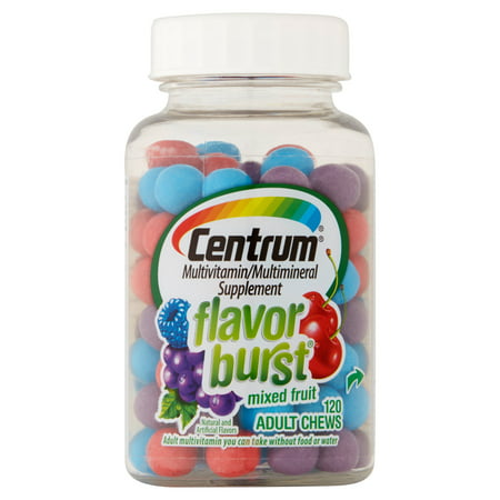 Centrum Flavor Burst Adulte supplément de multivitamines / multiminéraux à mâcher au goût de fruits mélangés 120 Count