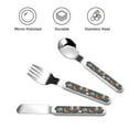 thumbnail image 3 of Picia Coffee Lover Print Print Children's Knife, Fork And Spoon Set - Kids’ Knife Fork Spoon - Stainless Steel Kids Silverware Set - Metal Kids Cutlery Set, 3 of 8
