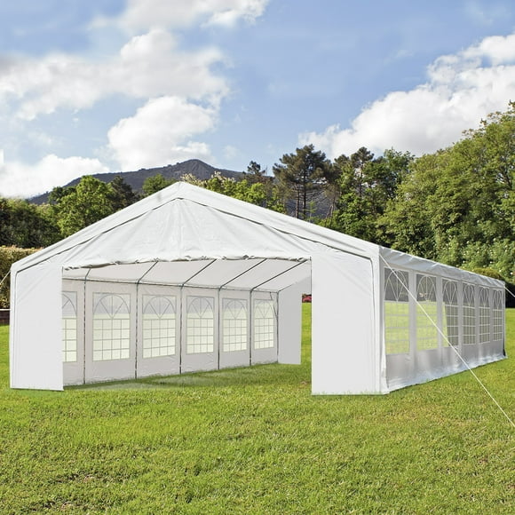 CoSoTower 40’x20’ Heavy-duty Large Outdoor Carport Garage Party Event Tent Patio Gazebo Canopy w/ Removable Sidewall White