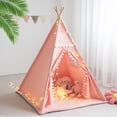 thumbnail image 1 of Carpa tipo tipi RONGFA para niños con alfombrilla, luces en forma de estrella y funda de transporte, 1 of 7