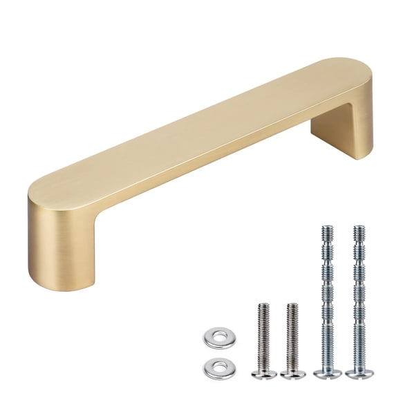 WEAVERBIRD 4 Pack Brushed Brass Cabinet Handles Drawer Pulls Furniture Cabinet Hardware Cupboard Closet Gold Handles Pulls, 3-3/4 inch (96mm) Hole Distance