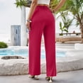 thumbnail image 5 of Yuhangmm Women's Pants Women Wide Leg Casual Pants High Waisted Stretchy Business Work Trousers Dressy Outfits with Pockets for Everyday Wear Hot Pink M, 5 of 5