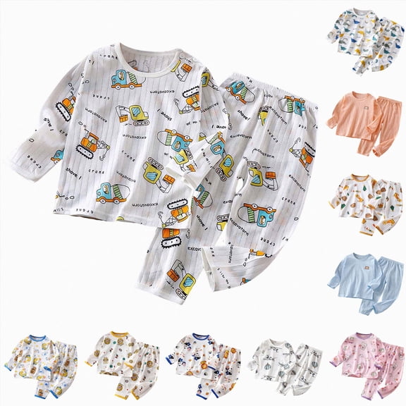 Gubotare Toddler Boys Pajamas Boy Fall Winter Sleepwear Pjs Set 1t 2t 3t 4t 2PC Pajamas Round Neck Long Sleeve Top And Pants Loungewear Set For Toddler Boy Kid Sleepwear (Blue,7-8 Years)