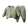 thumbnail image 2 of SYMOID Boys Quilted Jacket & Pants Set, Kids Baseball Collar Outfit 2T 3T 4T 5T for Fall Winter Play, 100% Cotton Two-Piece Green,Size 0 T, 2 of 8