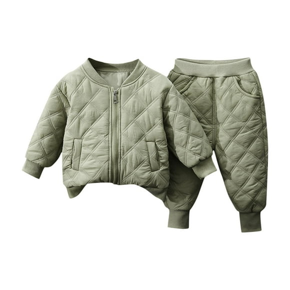 Girls Winter Jacket Comfortable Boys' and Girls' Fall Winter Zipper Jacket Set Casual Thickened Top and Pants for Everyday Use Fall Jacket for Girls
