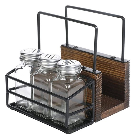 Cipaher Portarrollos Multiusos de Madera Maciza, Especiero con 3 Frascos de Especias