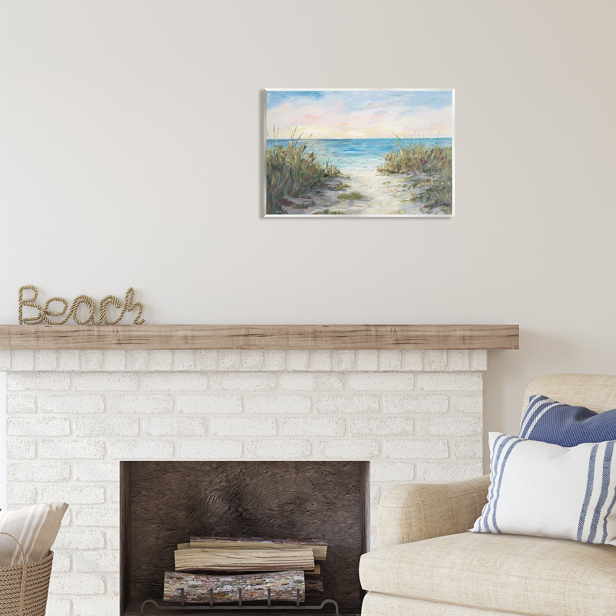 Stupell Industries Sea Grass Ocean Path Nature Painting Unframed Art Print Wall Art, 19 x 13