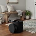 thumbnail image 3 of Aria Home Boucle Storage Ottoman Tufted Seating Accent 17" Round, Black, 3 of 11