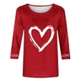 thumbnail image 4 of CENGNIAN Funny Love Heart Graphic Long Sleeve Womens Casual T-shirt Valentina's Day Spring Shirts Red,Size 2XL, 4 of 5