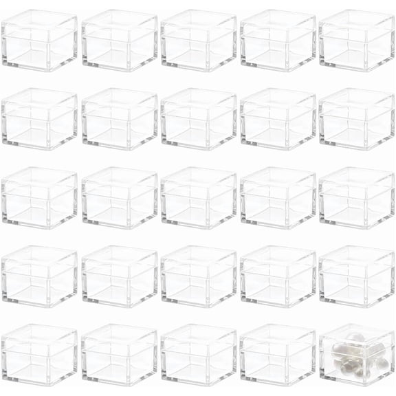 36 pc Transparent Plastic Display Case for Minifigures with Lid Square Clear 2.45x2.45x2cm Craft Supplies