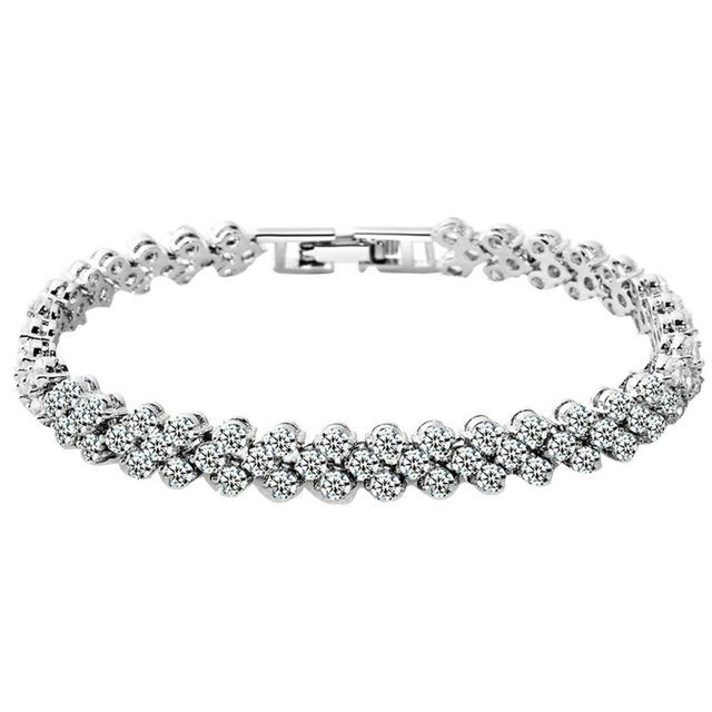 Women Fashion Full Rhinestone Inlaid Bracelet Bangle Wedding Party Jewelry Gift