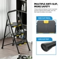 thumbnail image 6 of KK KINGRACK 3 Step Ladder, Folding Step Stool with Non-Slip Feet for Home, 800 lbs Capacity, Black, 6 of 6