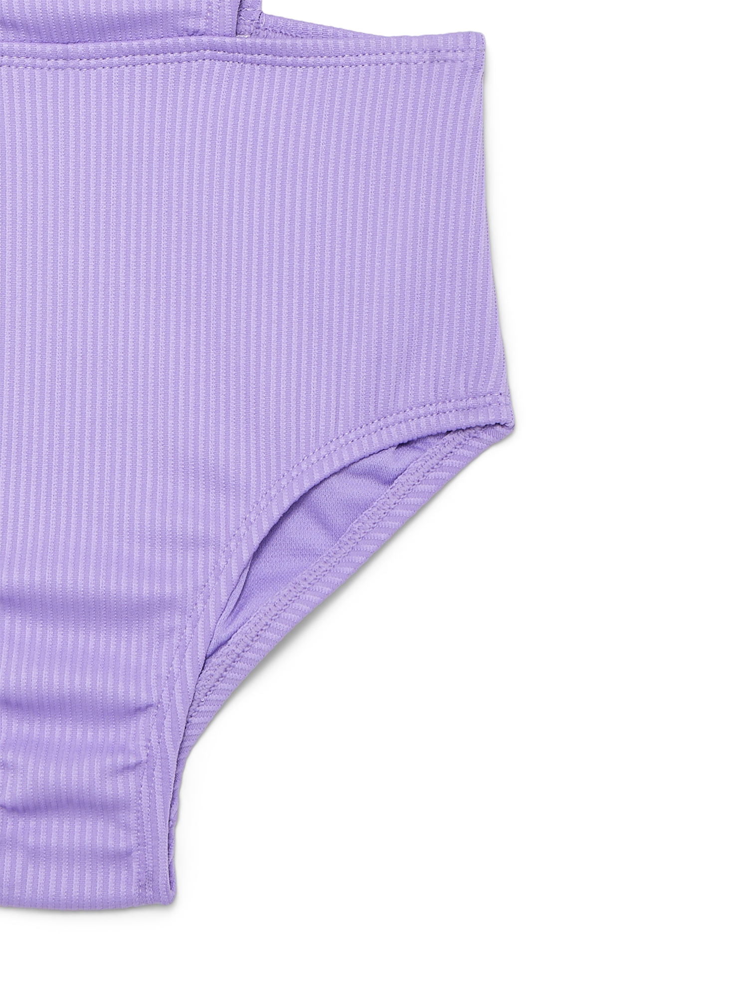 Wonder Nation Girls Cutout Rib Knit One Piece Swimsuit with UPF 50, Sizes 4-18 & Plus