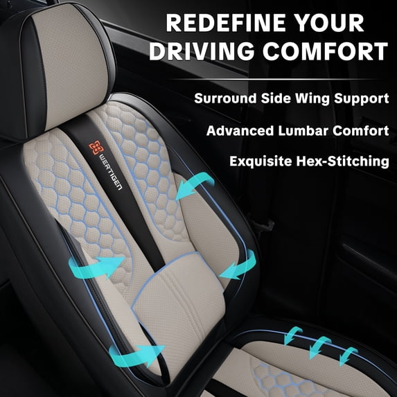 2014 for Jeep Wrangler Seat Cover, Leather 5 Seats Full Set Waterproof Protect and Upgrade Seats, Black and Gray Car Seat Covers, Only 4 Doors, Airbag-Compatible