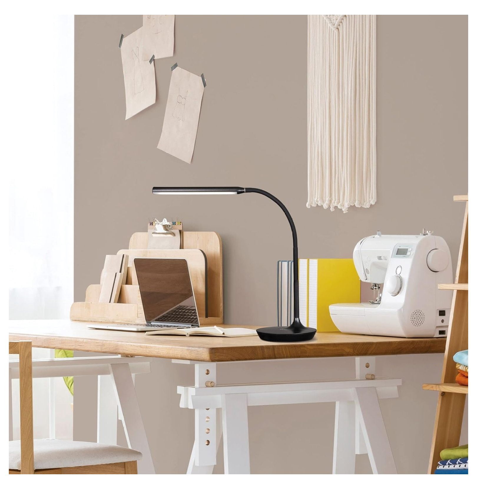 Extended Reach LED Desk Lamp, Black