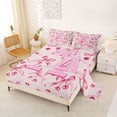 thumbnail image 2 of Manfei Pink Cherry Bow Full Size Sheets For Girls,Cartoon 3D Letter A Initial Bed Sheets For Kids,4 Pieces, 2 of 6