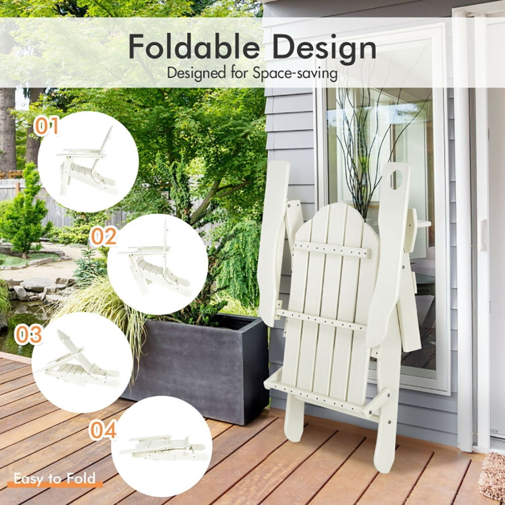Aimee Lii Foldable Weather Resistant Patio Chair with Built-in Cup Holder, Outdoor Patio Furniture, White