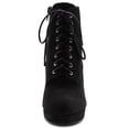 thumbnail image 3 of Ollio Women's Shoes Faux Suede or Faux Leather Lace-up Platfrom Ankle Chunky Heel Booties SSB13, 3 of 5