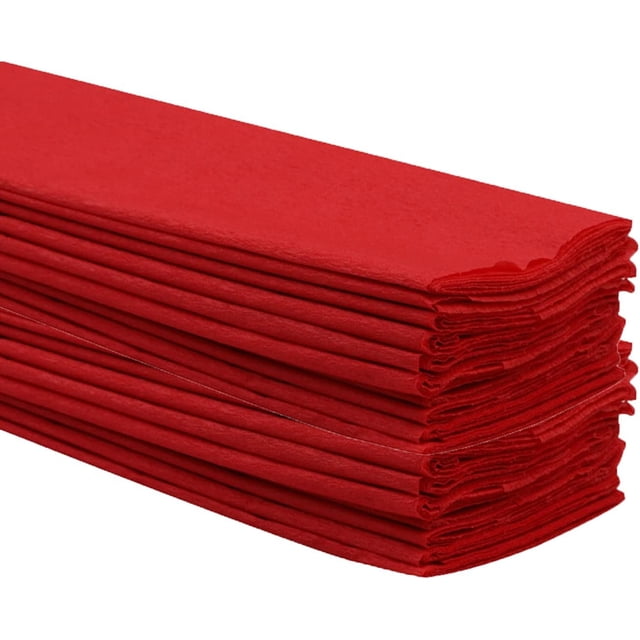 Crepe Paper Folds (20 Sheets) - 20 Inches Wide by 3.2 Feet Long - Mexican Crepe Paper -21 Assorted Color (Red)
