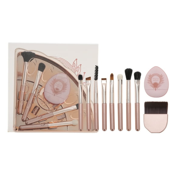Unique Bargains Makeup Brush Set Foundation Concealers Brushes Makeup Brushes Professional Cosmetics Tool Kit for Blending Rose Gold Tone 10 Pcs