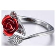 thumbnail image 6 of Eosunjian Women Circlet Red Rose Opening Leaf Adjustable Women Ring for Valentine's Day Silver, 6 of 13